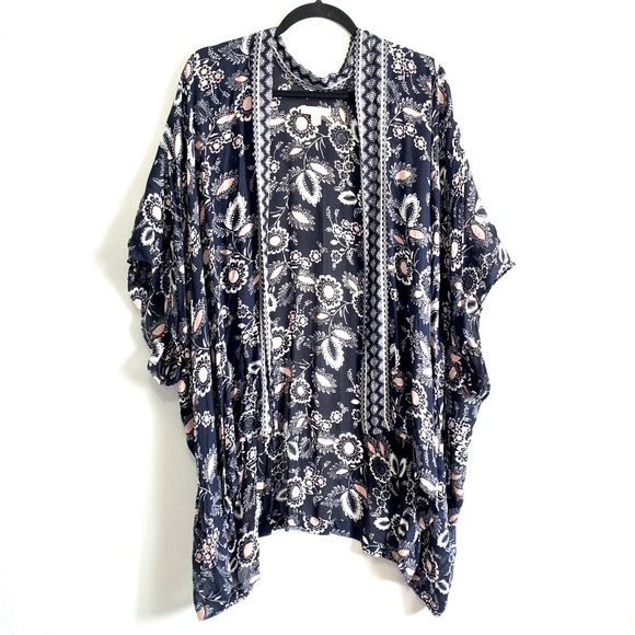 LOFT Tops - LOFT Floral Print Open Draped Kimono